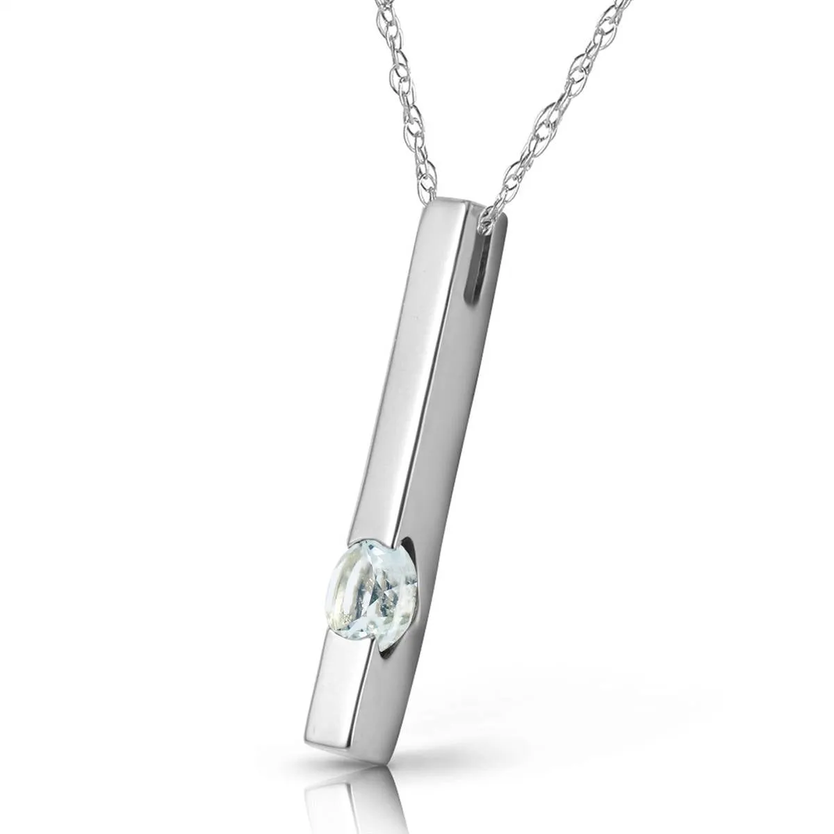 0.25 Carat 14K Solid White Gold Partners In Love Aquamarine Necklace