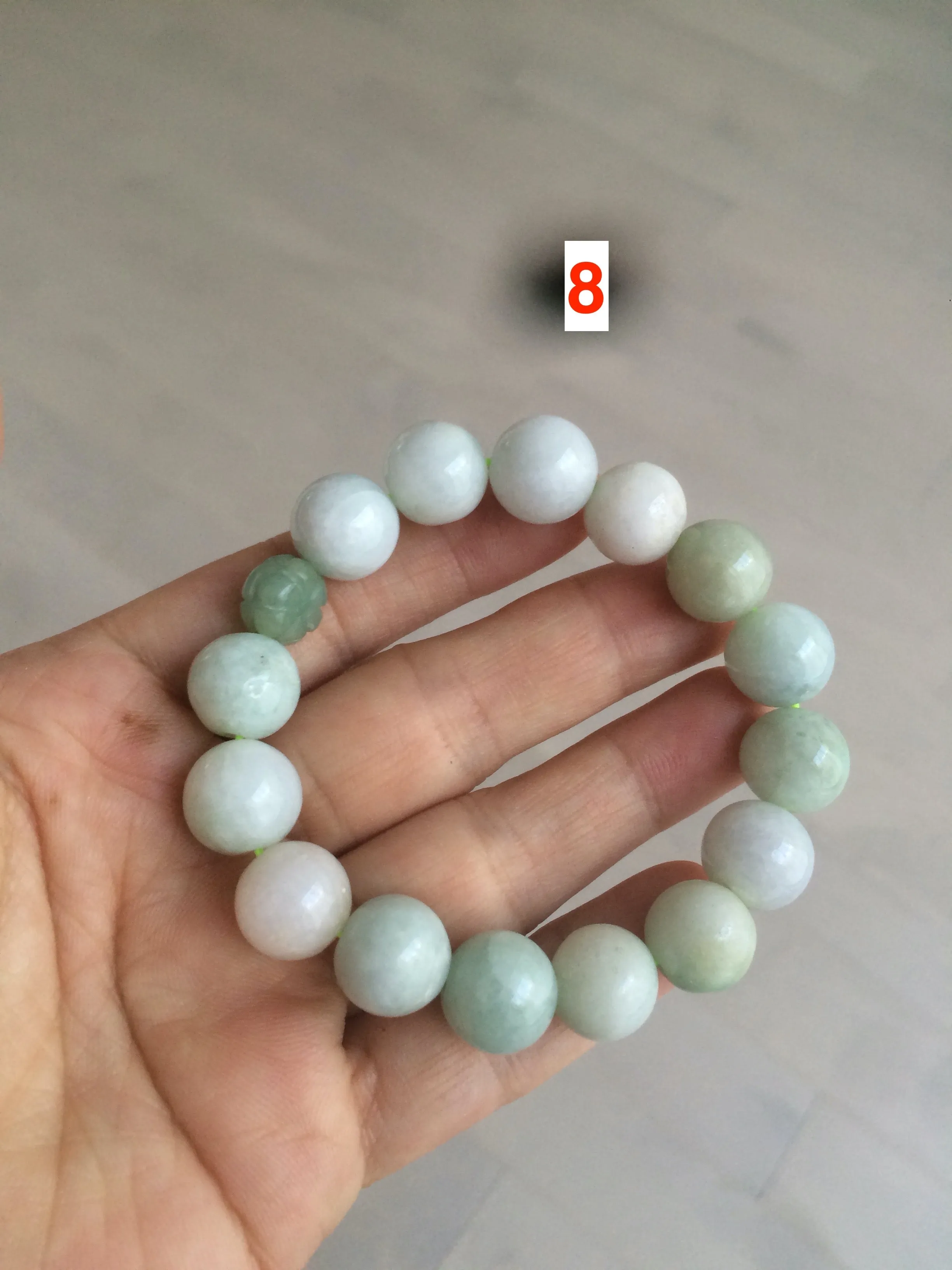 100% natural green/white type A jadeite jade bead bracelet AQ48