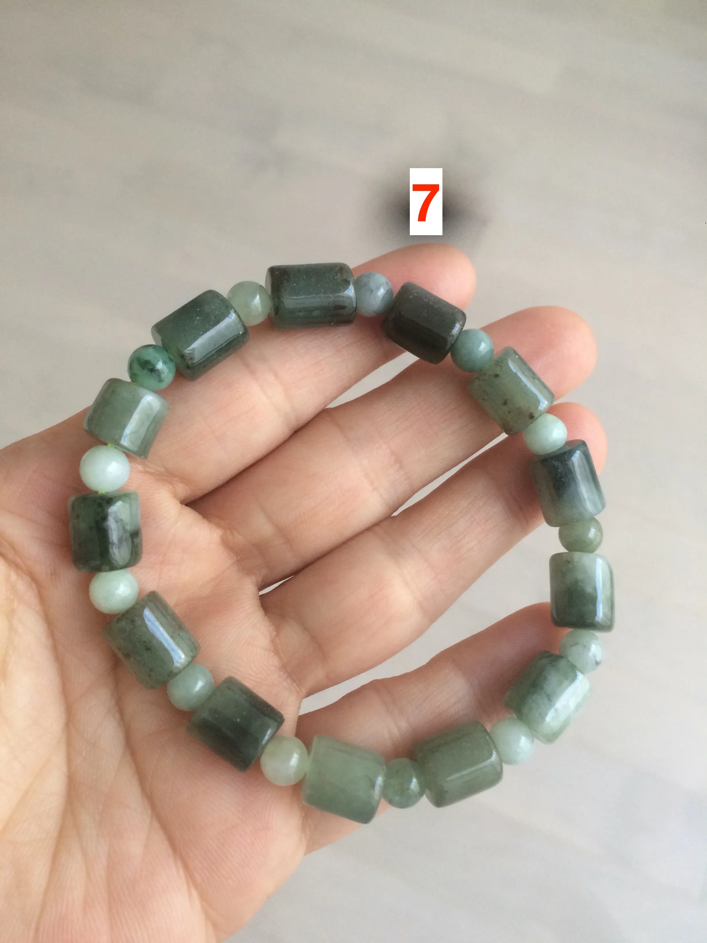 100% natural green/white type A jadeite jade bead bracelet AQ48