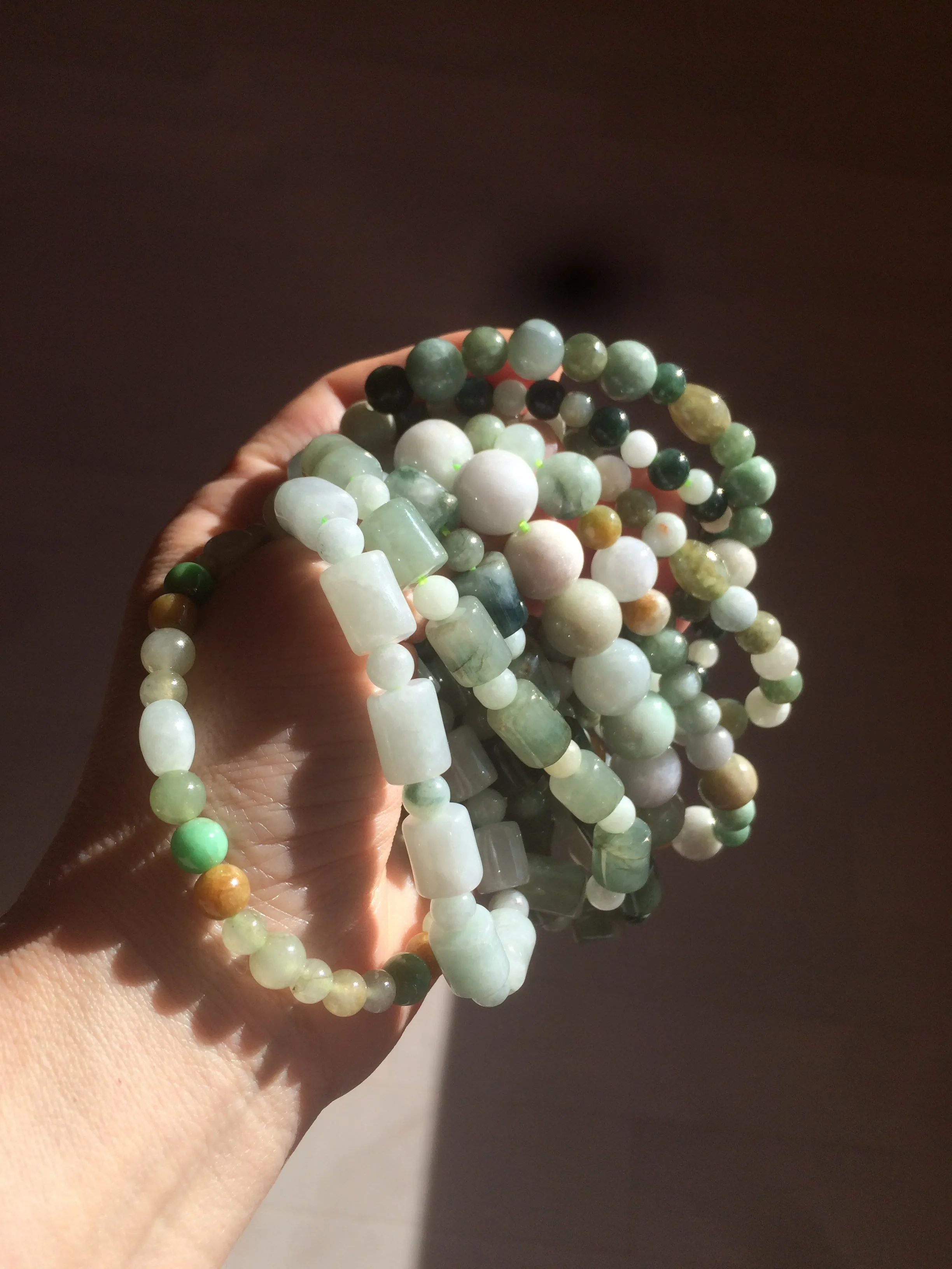 100% natural green/white type A jadeite jade bead bracelet AQ48