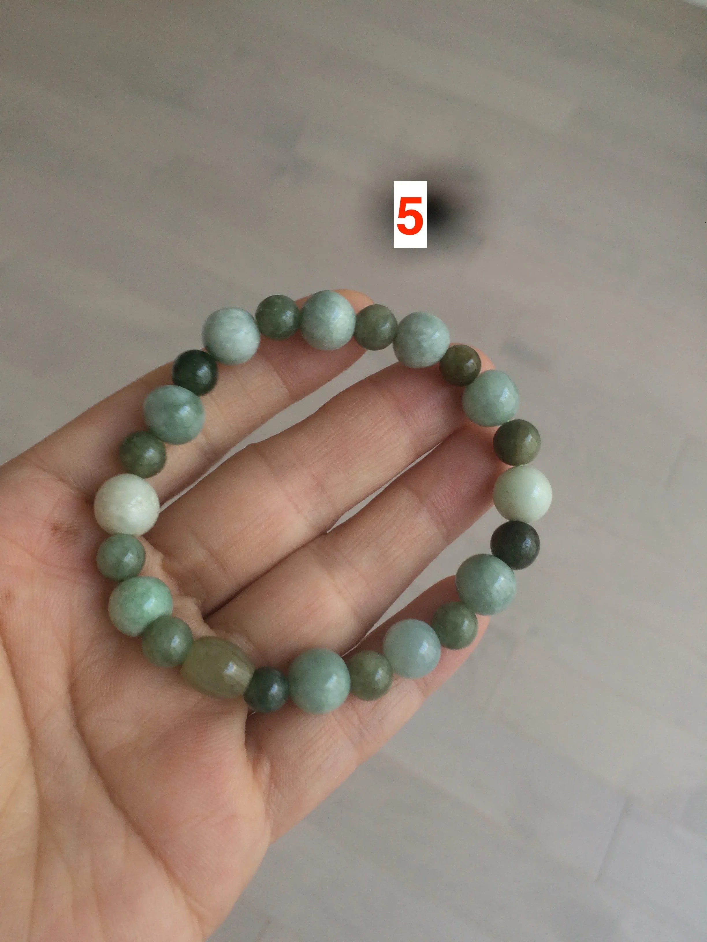 100% natural green/white type A jadeite jade bead bracelet AQ48