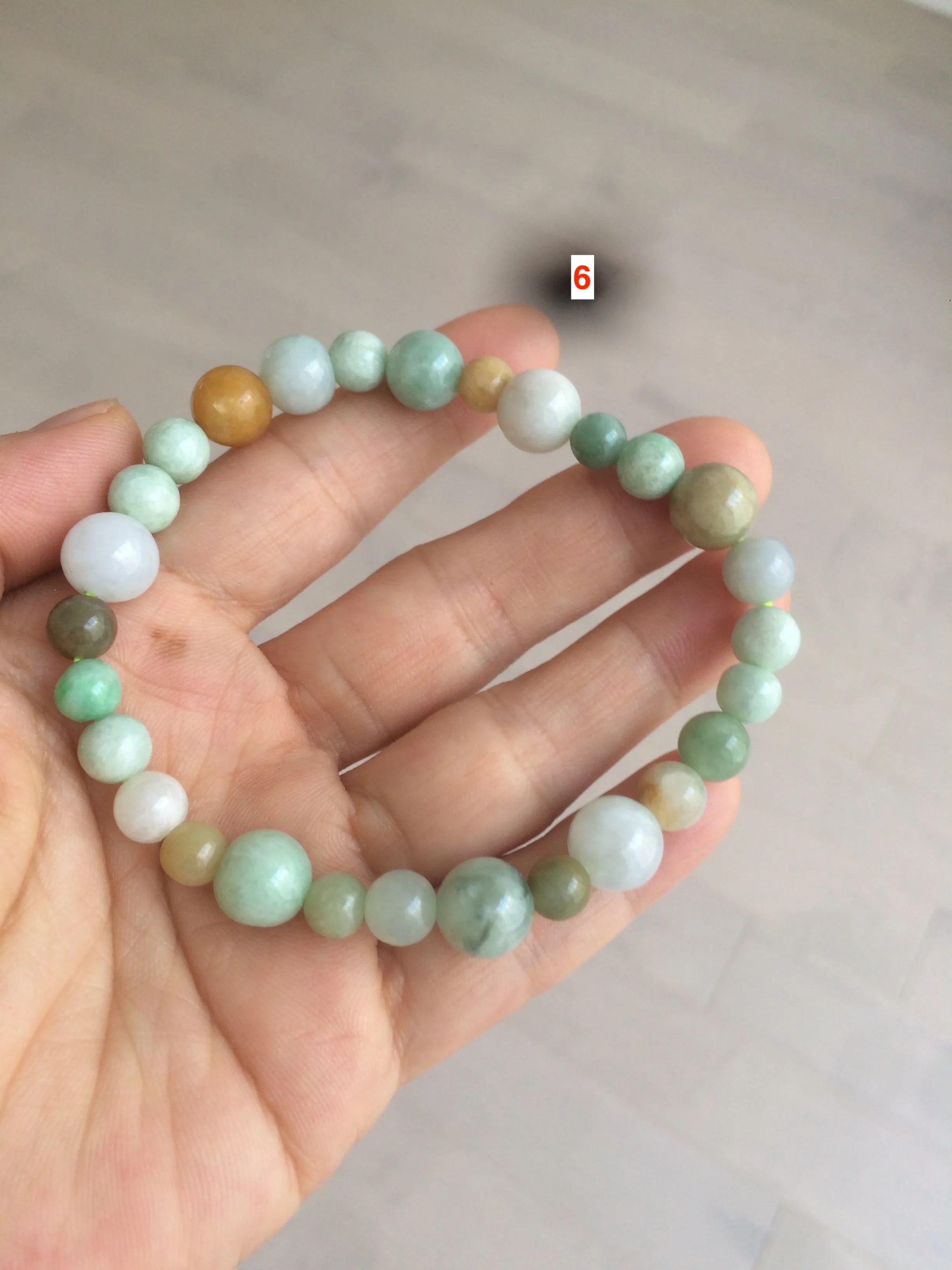 100% natural green/white type A jadeite jade bead bracelet AQ48