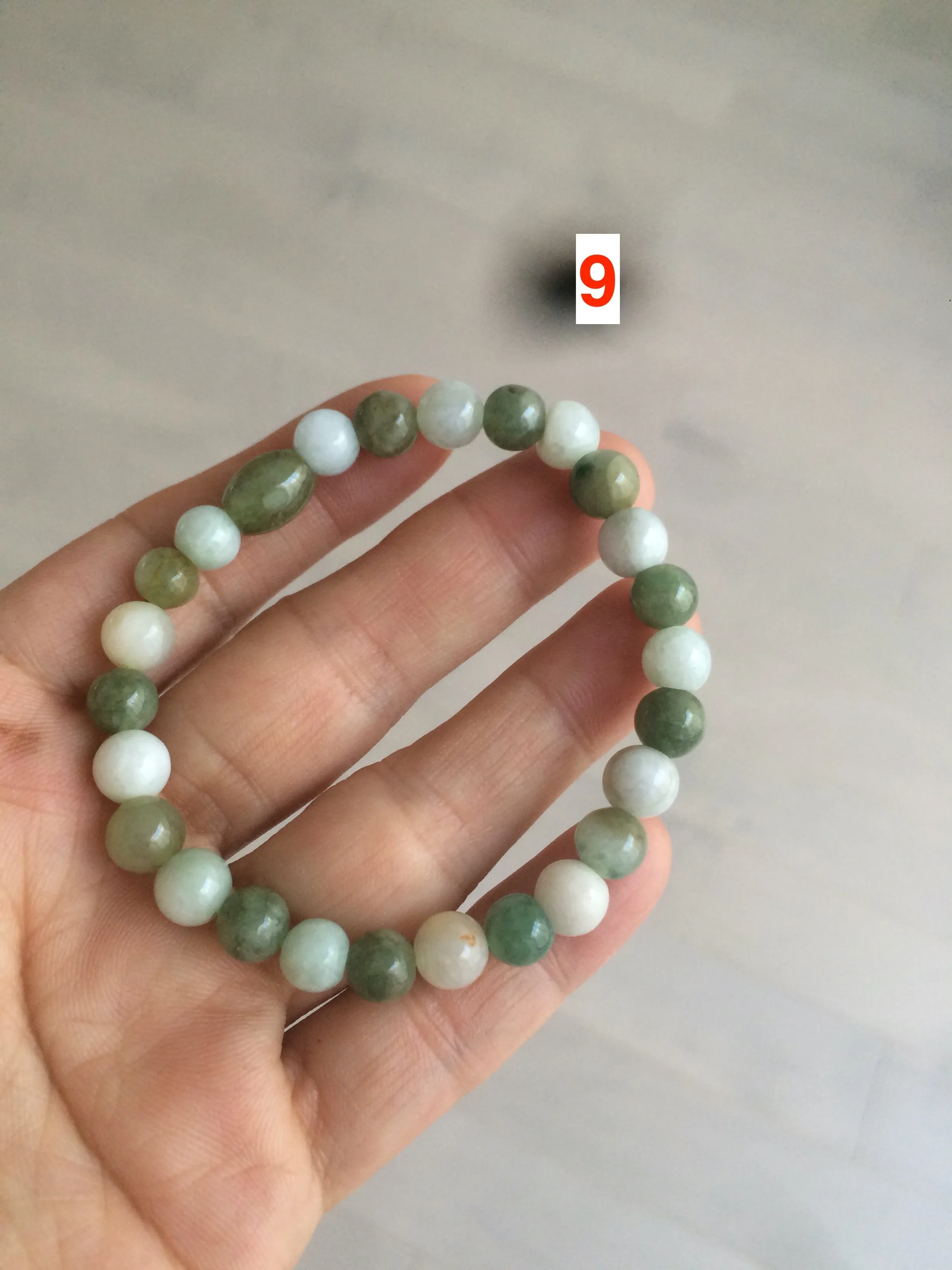 100% natural green/white type A jadeite jade bead bracelet AQ48