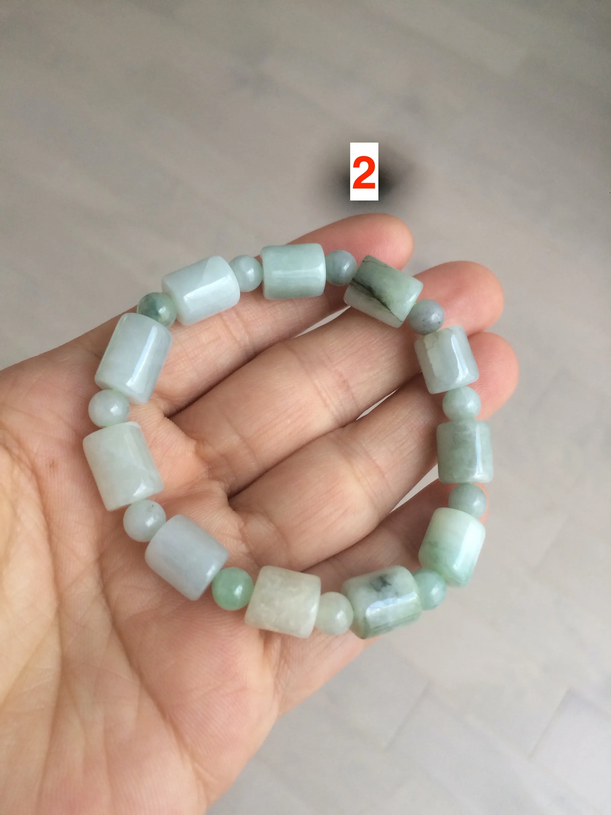 100% natural green/white type A jadeite jade bead bracelet AQ48