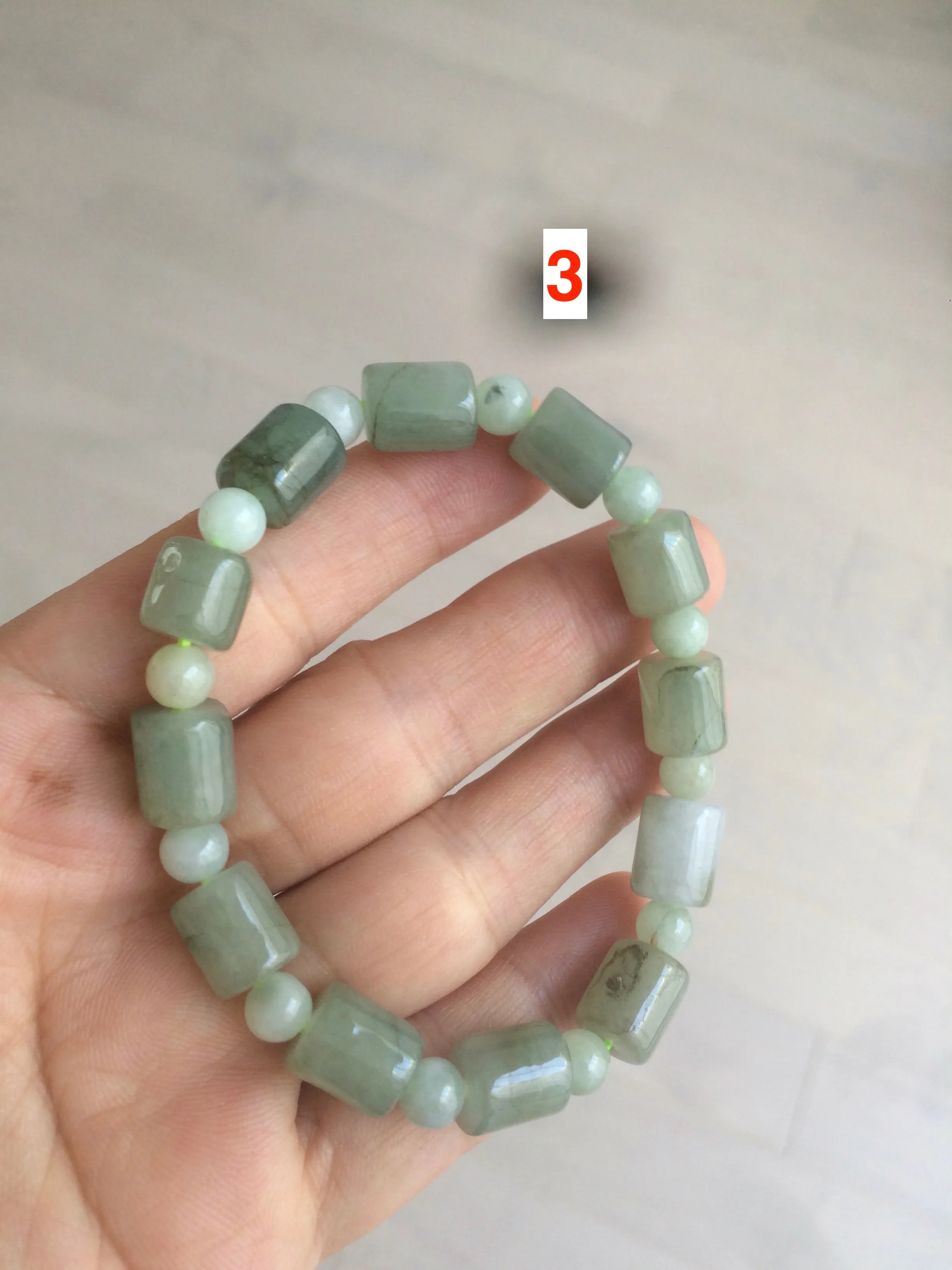 100% natural green/white type A jadeite jade bead bracelet AQ48