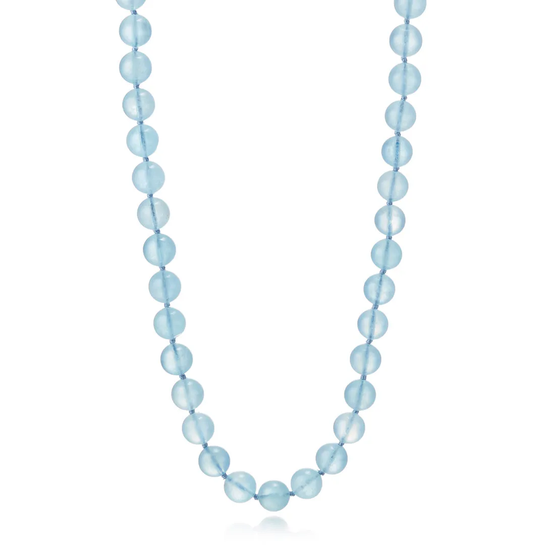 10mm Aquamarine Long Necklace