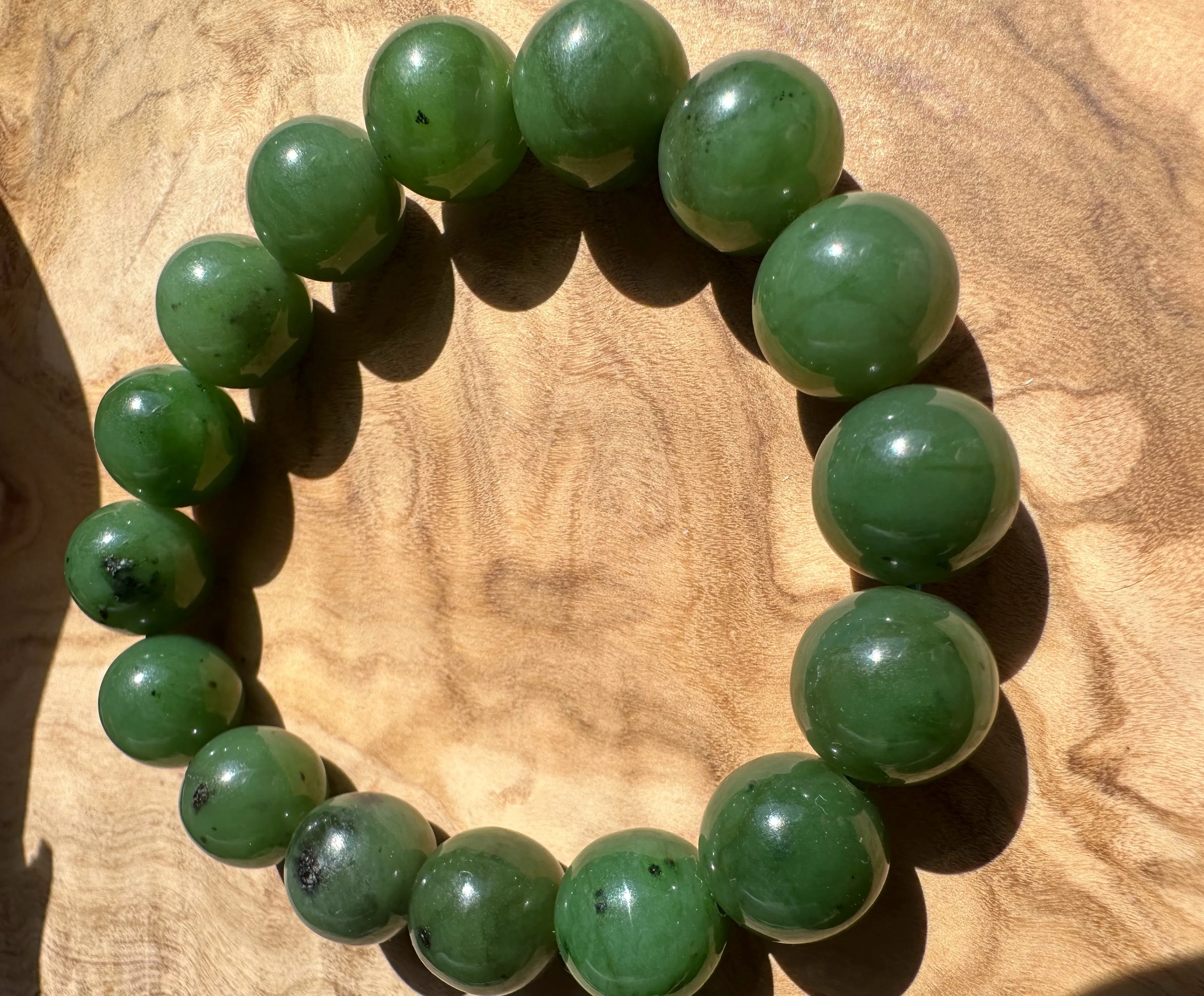 12mm Canadian Nephrite Jade Bead Bracelet*