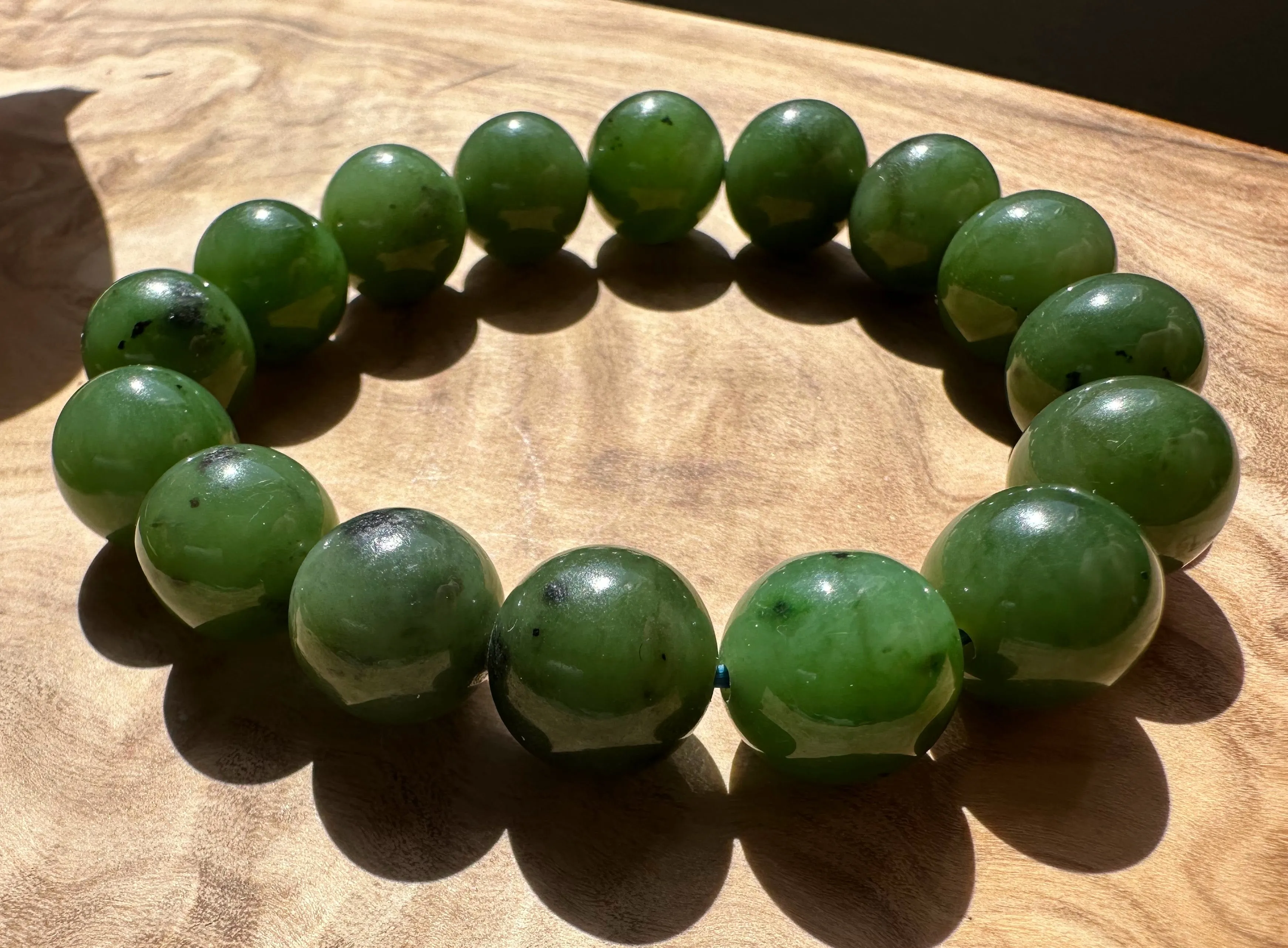 12mm Canadian Nephrite Jade Bead Bracelet*