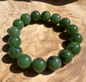 12mm Canadian Nephrite Jade Bead Bracelet*