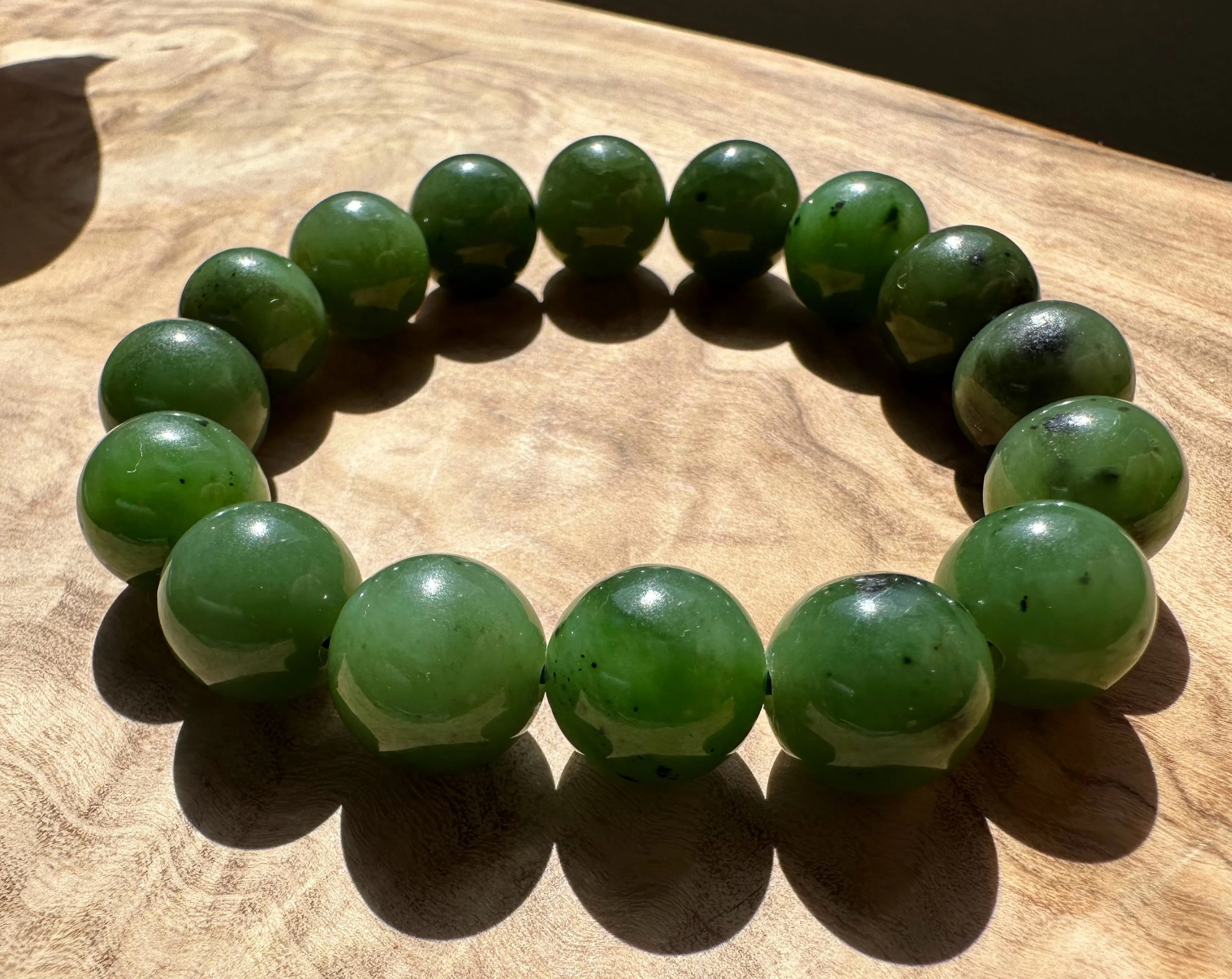 12mm Canadian Nephrite Jade Bead Bracelet*