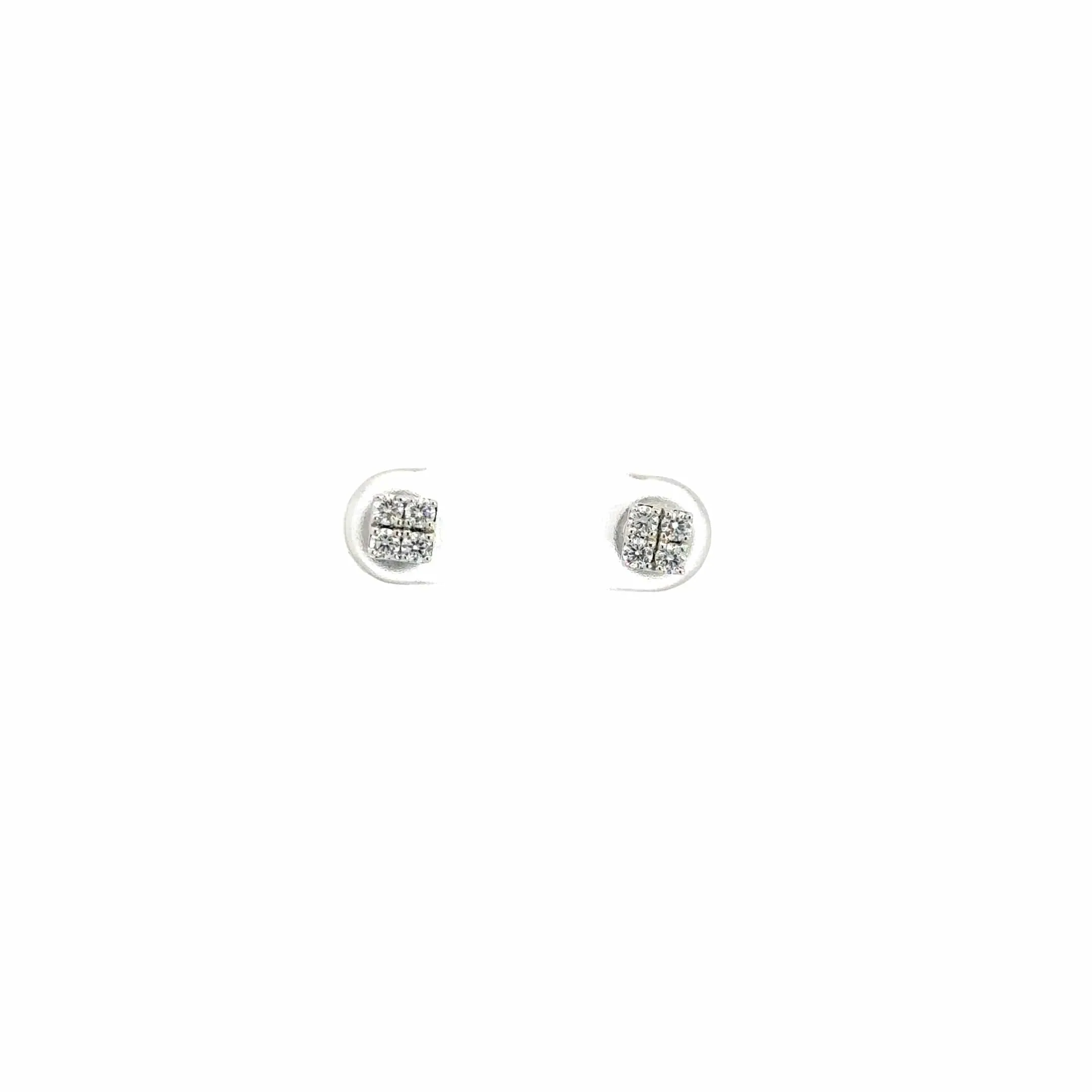 14k Classic White Gold Diamond Earrings