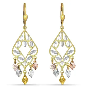 14k Gold Chandelier Dangling Earrings