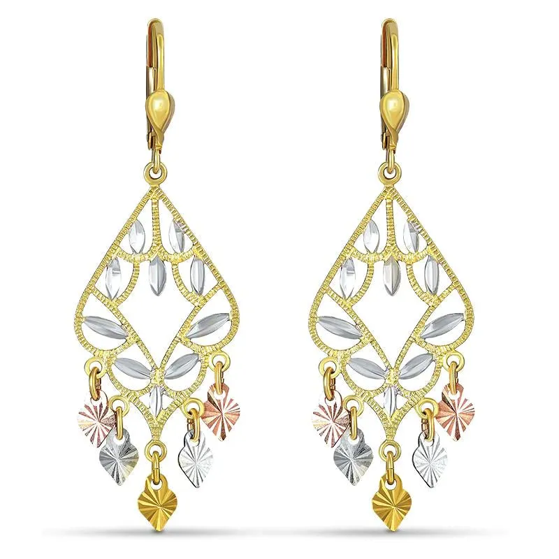 14k Gold Chandelier Dangling Earrings
