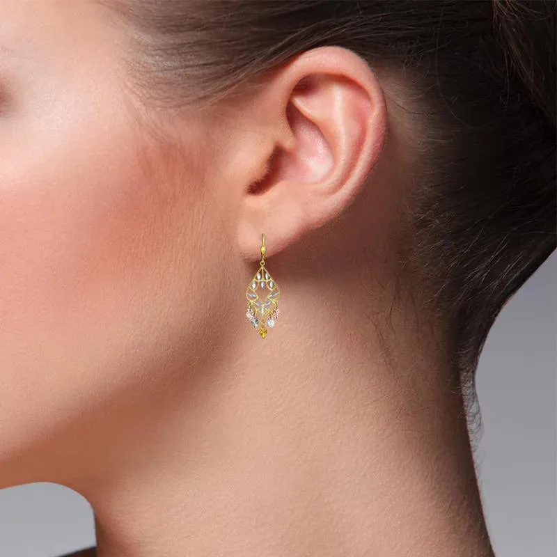 14k Gold Chandelier Dangling Earrings