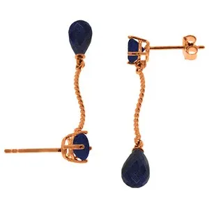 14K Solid Rose Gold Dangling Earrings w/ Natural Sapphires