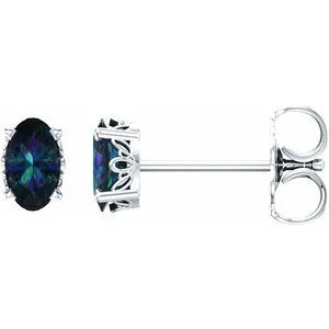14K White Natural Mozambique Garnet Earrings