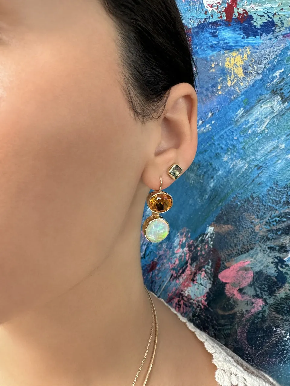 14K YG Opal and Citrine Duo Earrings