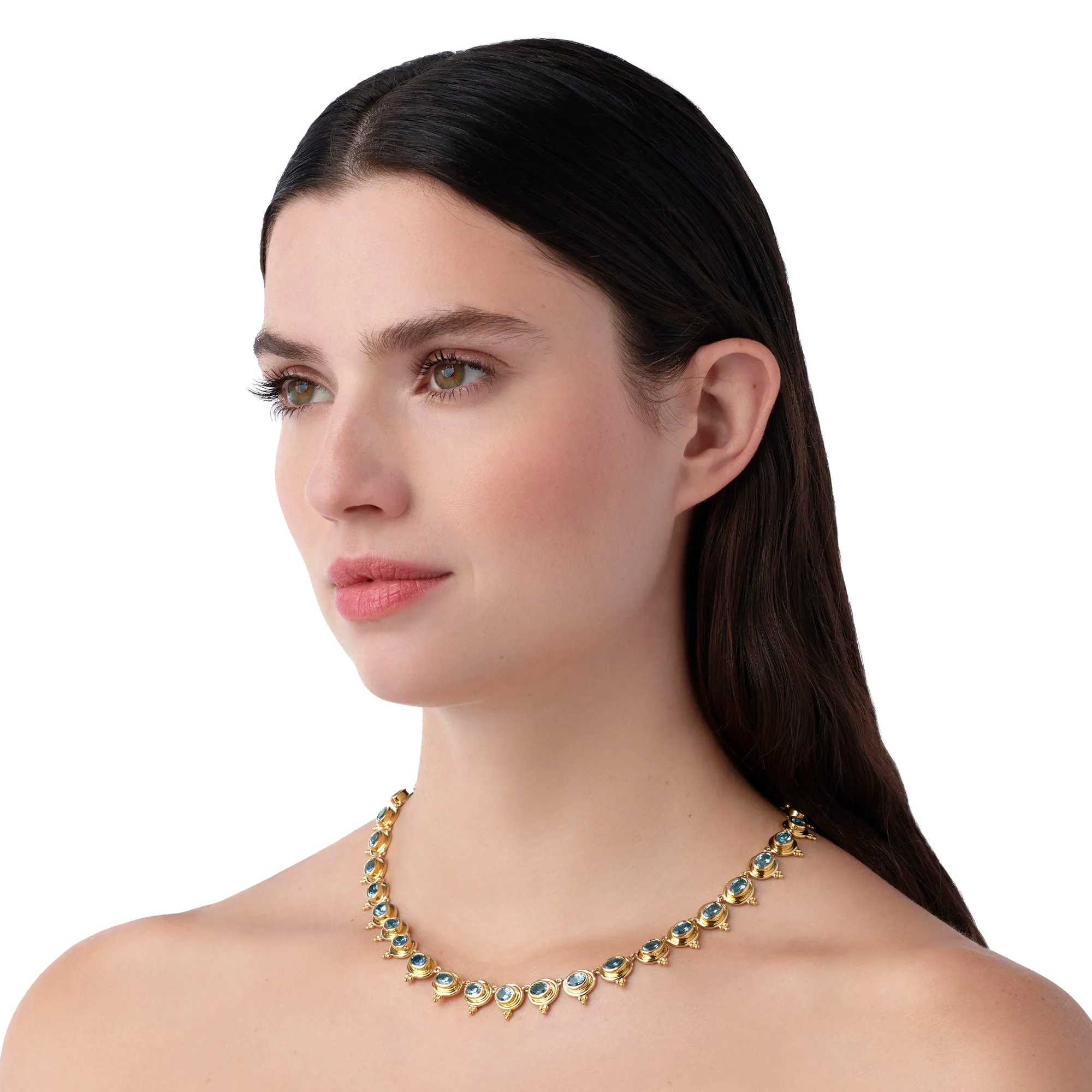 18K Aquamarine Temple Necklace
