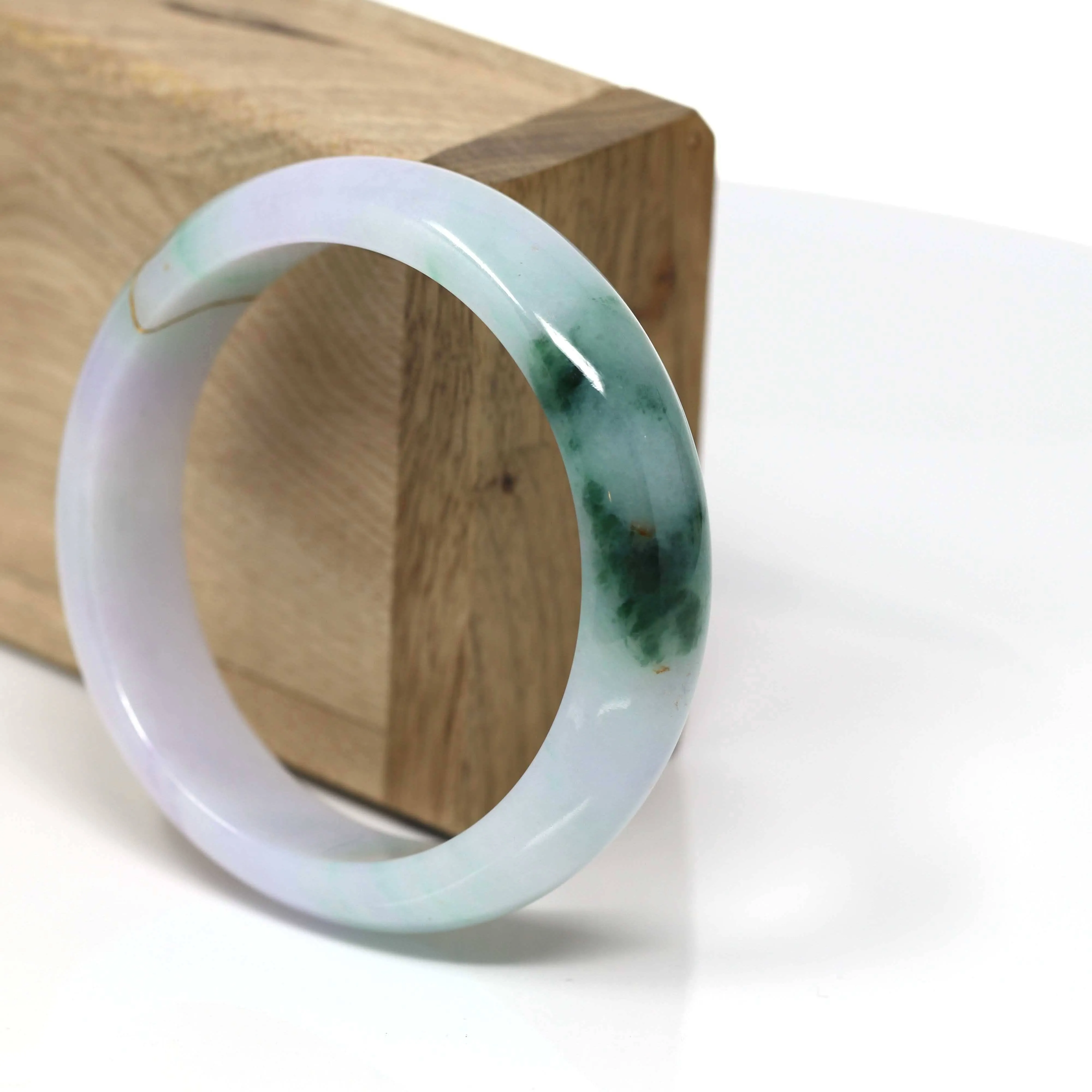18k Gold Inlaid Real Jadeite Jade bangle Bracelet ( 57.3 mm ) #446