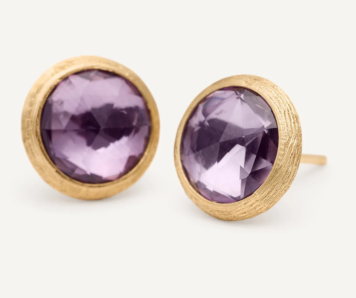 18K Yellow Gold Amethyst Stud Earrings