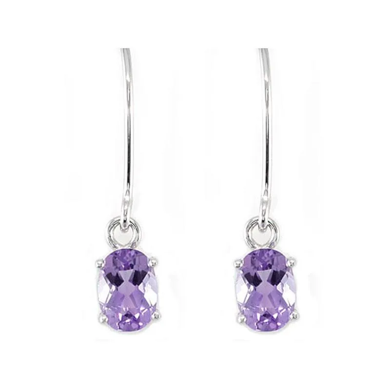 2 Carat Genuine Purple Amethyst 925 Sterling Silver Dangle Fine Earrings