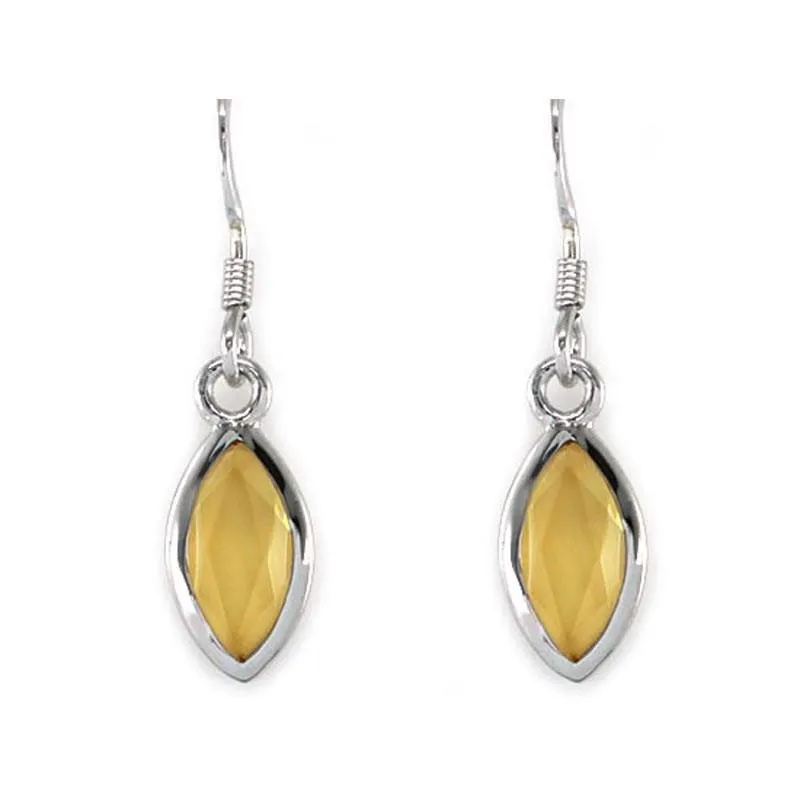 2 Carat Genuine Yellow Citrine 925 Sterling Silver Dangle Fine Earrings
