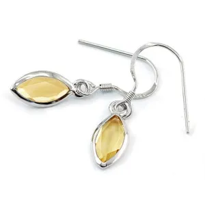 2 Carat Genuine Yellow Citrine 925 Sterling Silver Dangle Fine Earrings