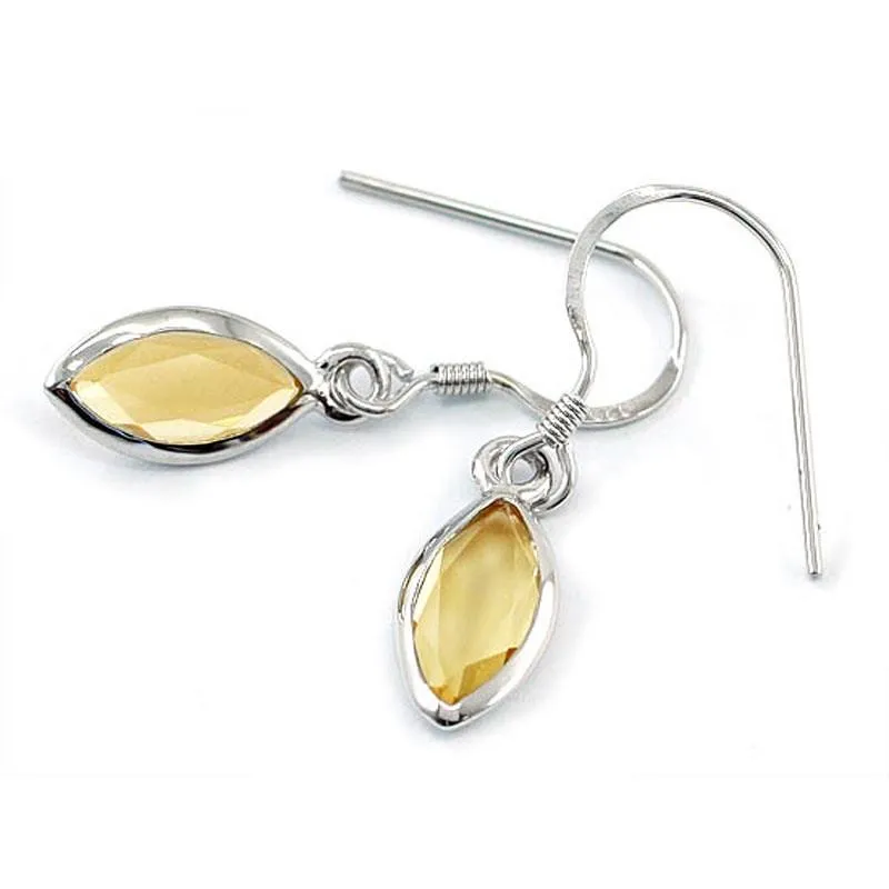 2 Carat Genuine Yellow Citrine 925 Sterling Silver Dangle Fine Earrings