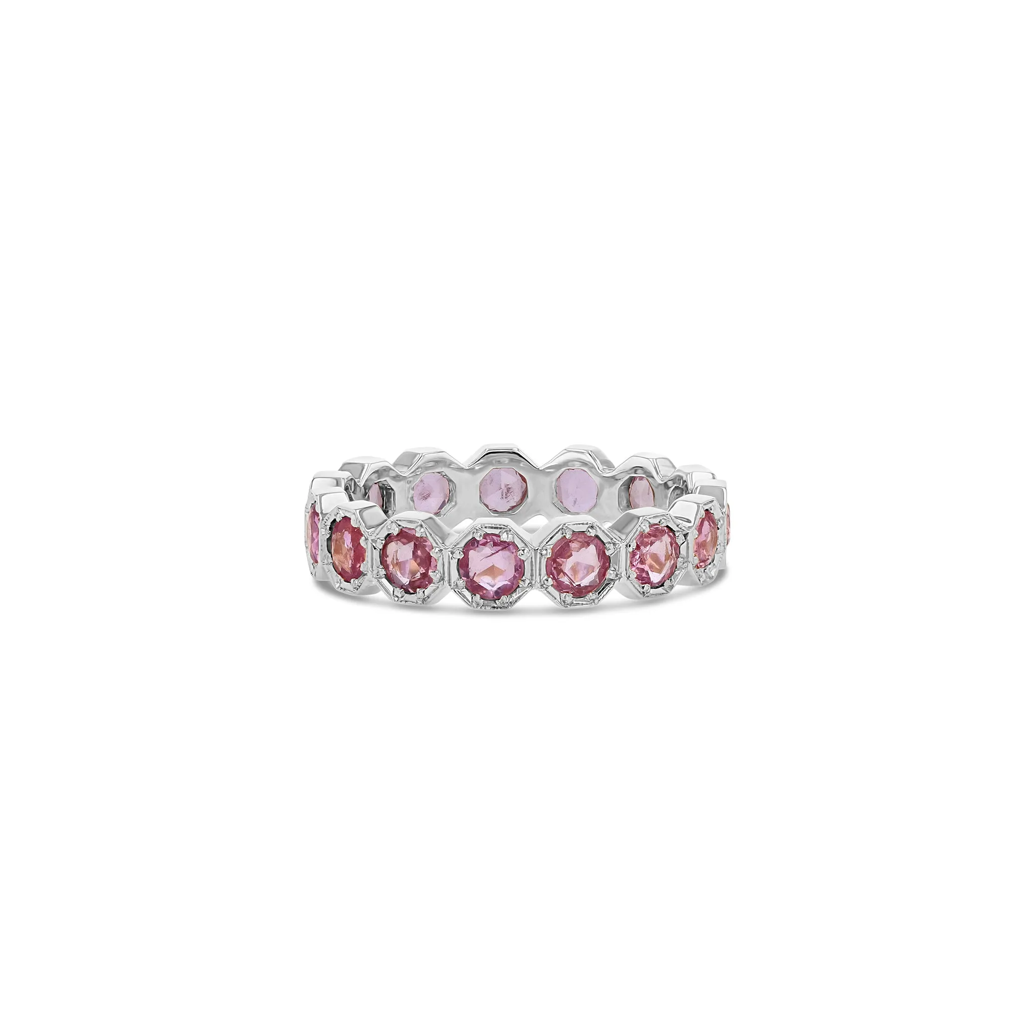 3mm Crown Bezel Pink Sapphire Eternity Ring