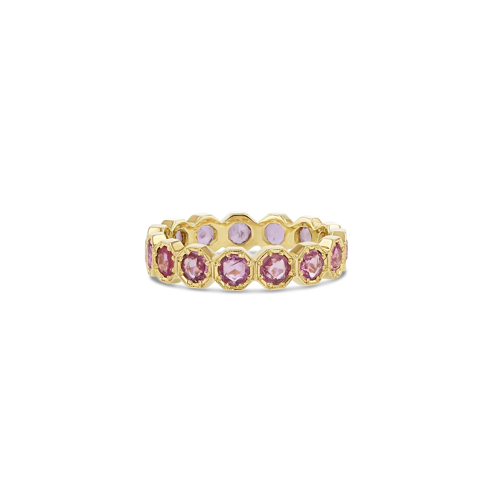 3mm Crown Bezel Pink Sapphire Eternity Ring
