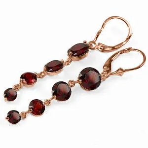 7.8 Carat 14K Solid Rose Gold Chandelier Earrings Natural Garnet