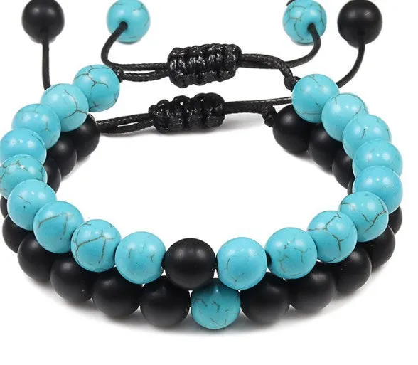 8Mm 2 Sets Of Beaded Bracelets Cross-Border Elastic Bracelet Volcanic Stone Lava Tiger Eye Stone