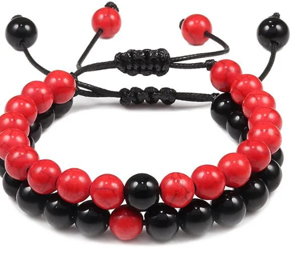 8Mm 2 Sets Of Beaded Bracelets Cross-Border Elastic Bracelet Volcanic Stone Lava Tiger Eye Stone