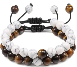 8Mm 2 Sets Of Beaded Bracelets Cross-Border Elastic Bracelet Volcanic Stone Lava Tiger Eye Stone