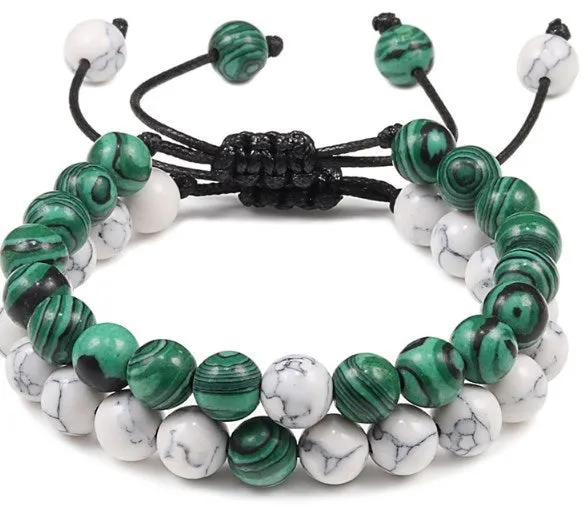 8Mm 2 Sets Of Beaded Bracelets Cross-Border Elastic Bracelet Volcanic Stone Lava Tiger Eye Stone