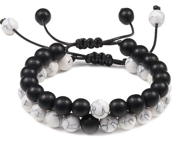 8Mm 2 Sets Of Beaded Bracelets Cross-Border Elastic Bracelet Volcanic Stone Lava Tiger Eye Stone