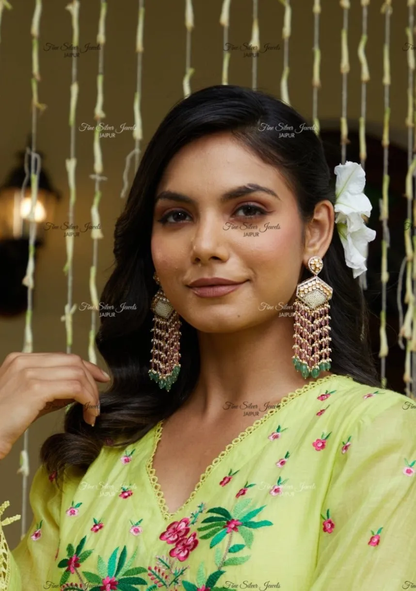 925 Silver Samta polki Earrings