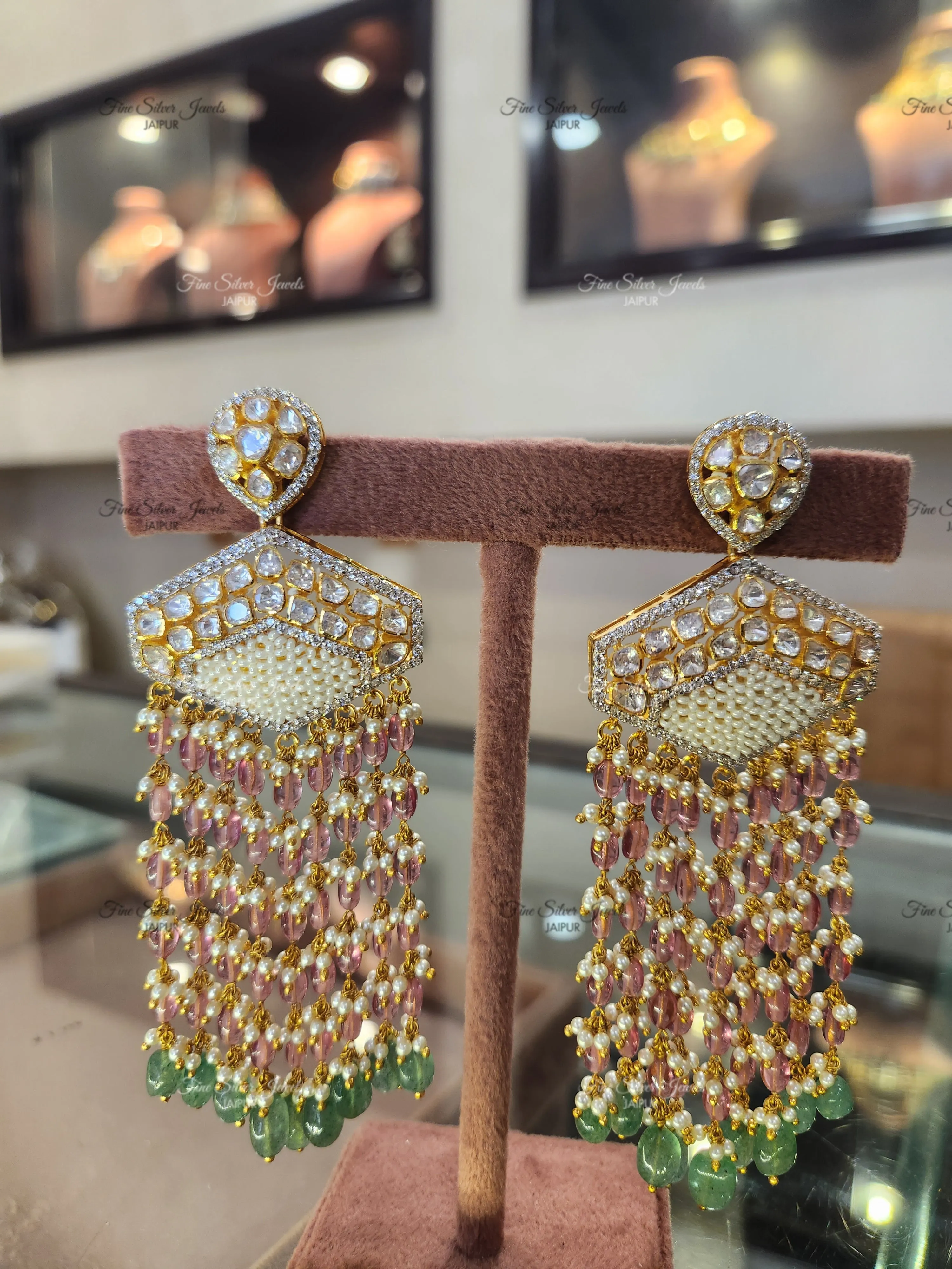 925 Silver Samta polki Earrings