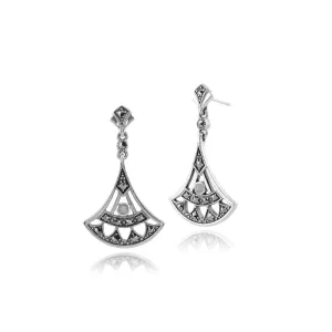 925er Sterlingsilber Markasit & Opal Fallen/ Lang Ohrringe