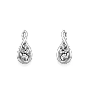 9ct White Gold Diamond Drop Earrings