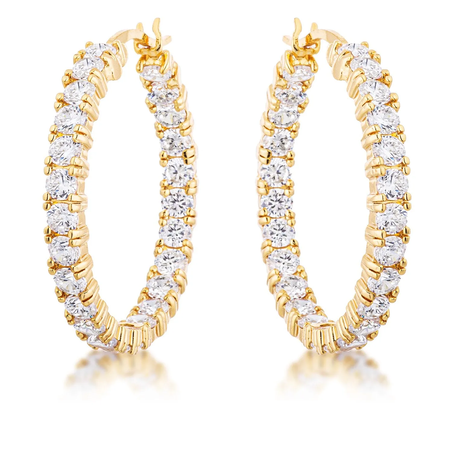 Abella Round Eternity Gold Hoop Earrings | 5.5ct