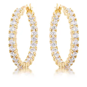 Abella Round Eternity Gold Hoop Earrings | 5.5ct