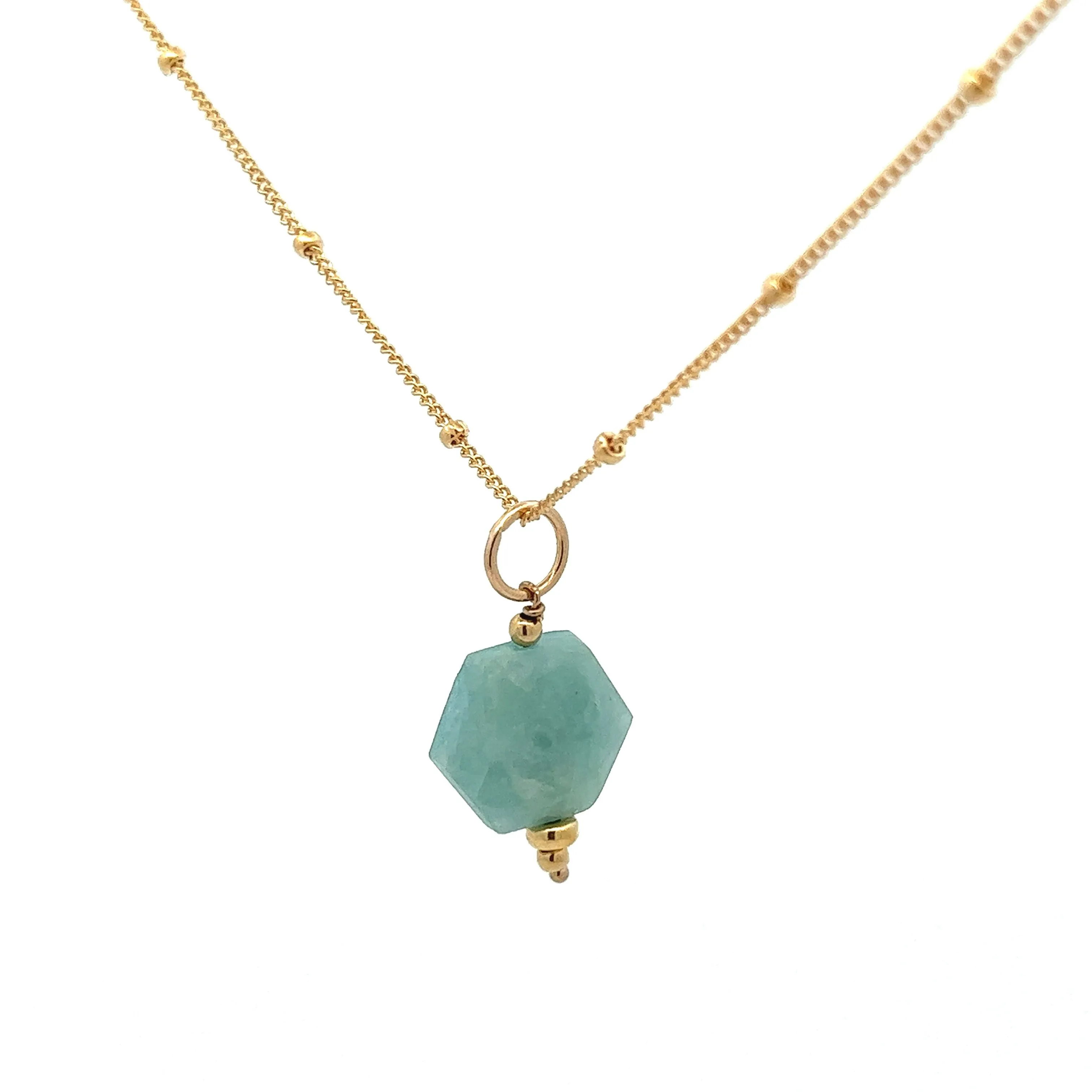 aegean - aquamarine hexagonal pendant necklace