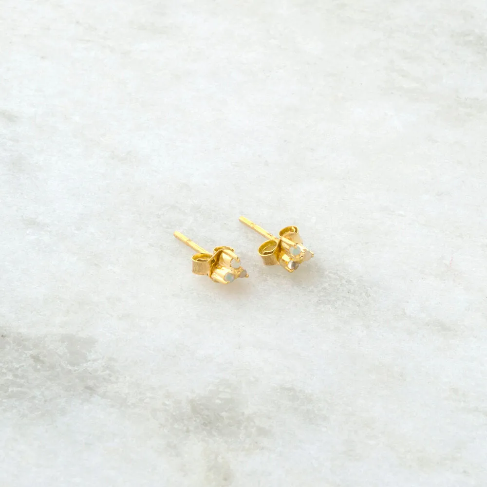 Alex Triple Opal Studs, 14k Gold