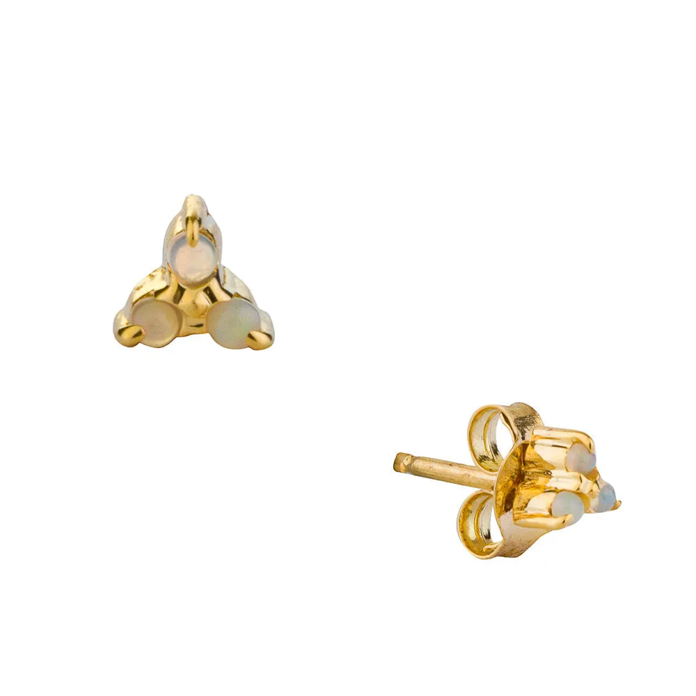 Alex Triple Opal Studs, 14k Gold