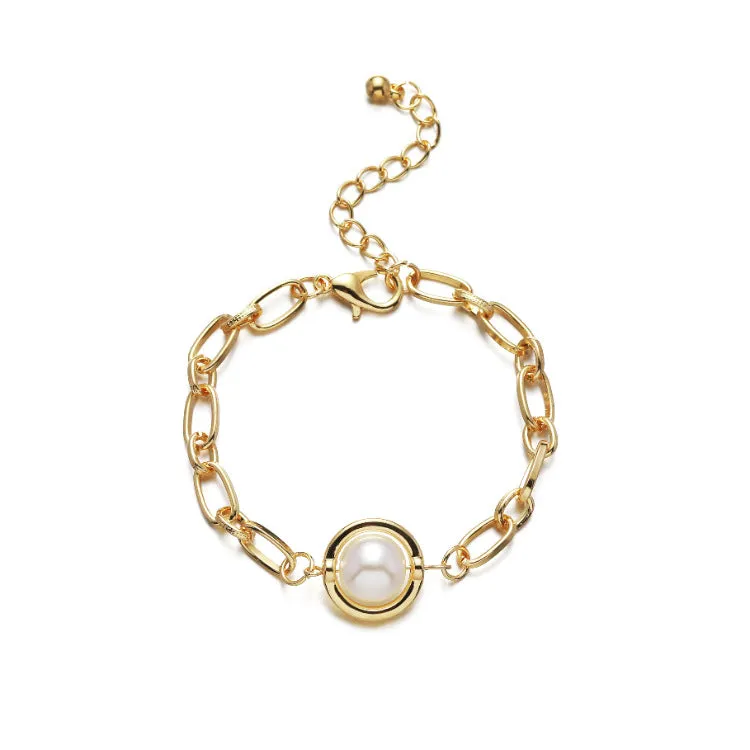 Alloy Fashion Pearl Chain Bracelet