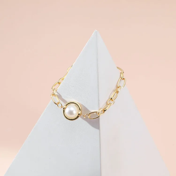 Alloy Fashion Pearl Chain Bracelet