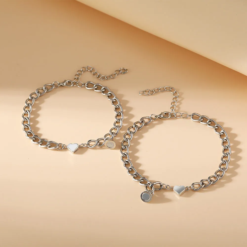 Alloy Magnet Suction One Pair Of Lovers Love Bracelet