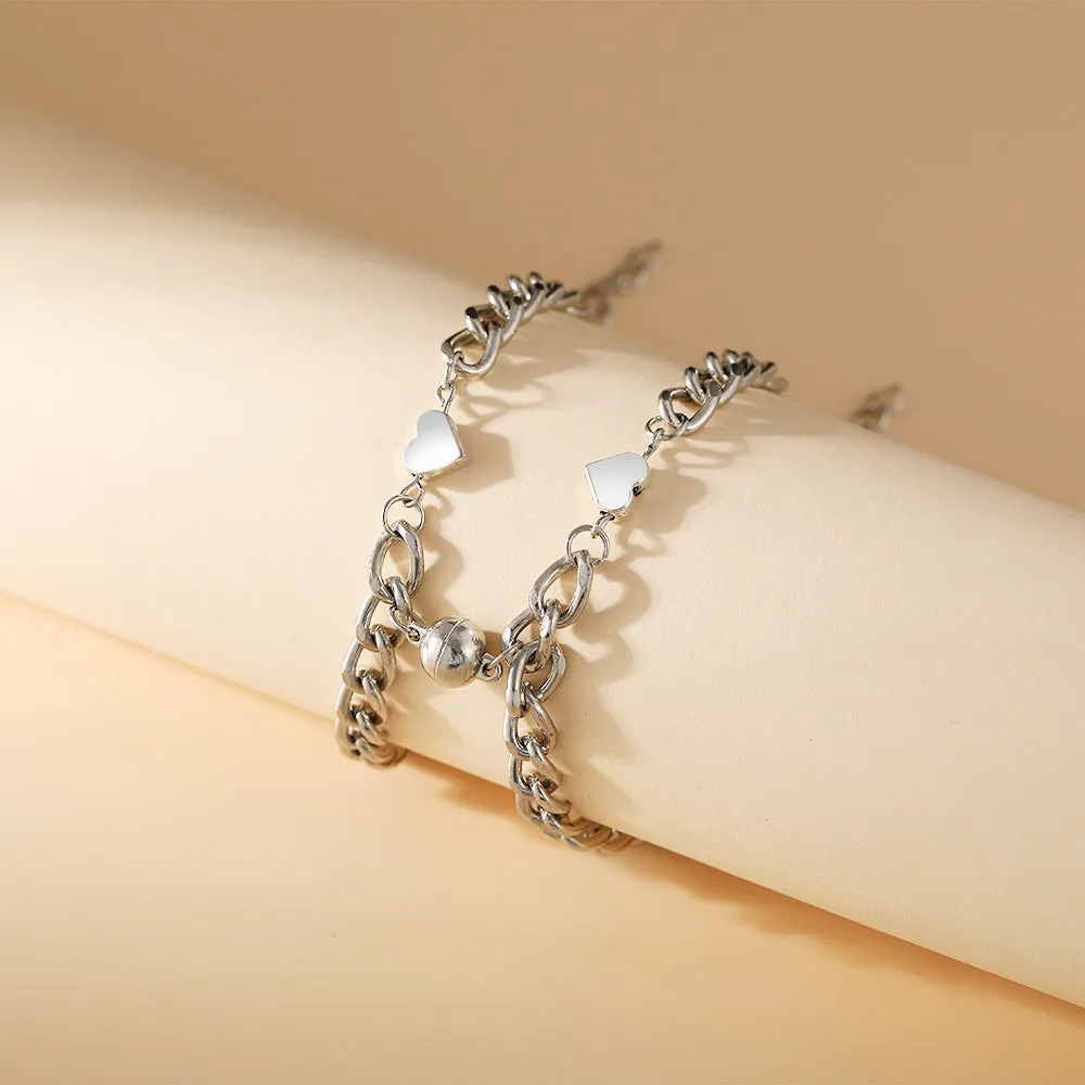 Alloy Magnet Suction One Pair Of Lovers Love Bracelet
