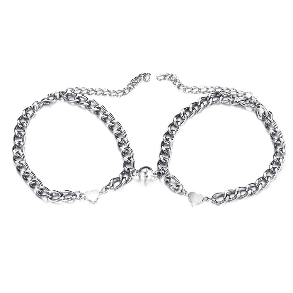 Alloy Magnet Suction One Pair Of Lovers Love Bracelet